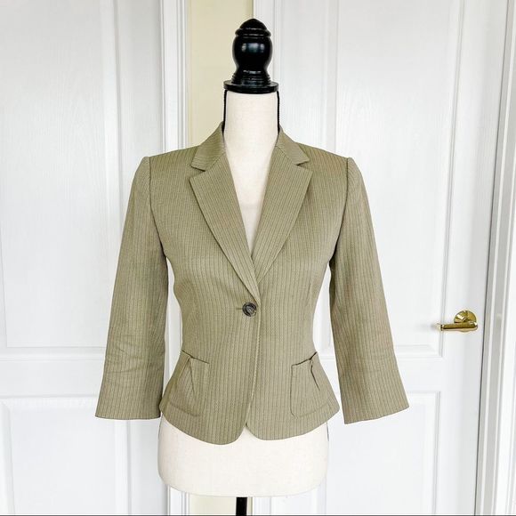 Antonio Melani‎ Size 0 Sandstone Pinned Striped Blazer with Folded Front Pockets - Picture 1 of 10